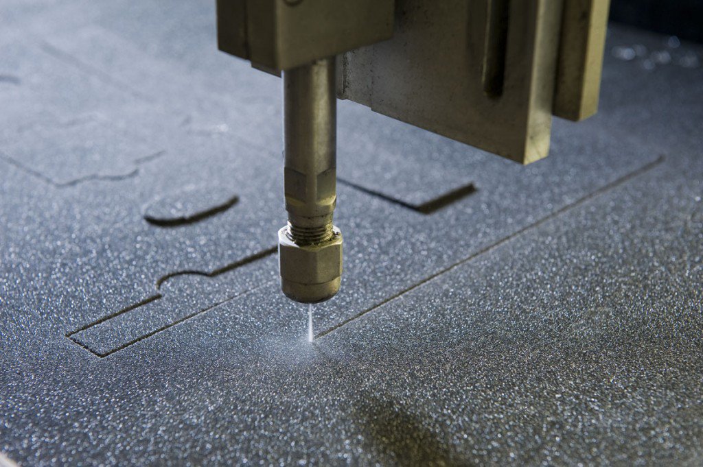 Foam production with water jet cutting
