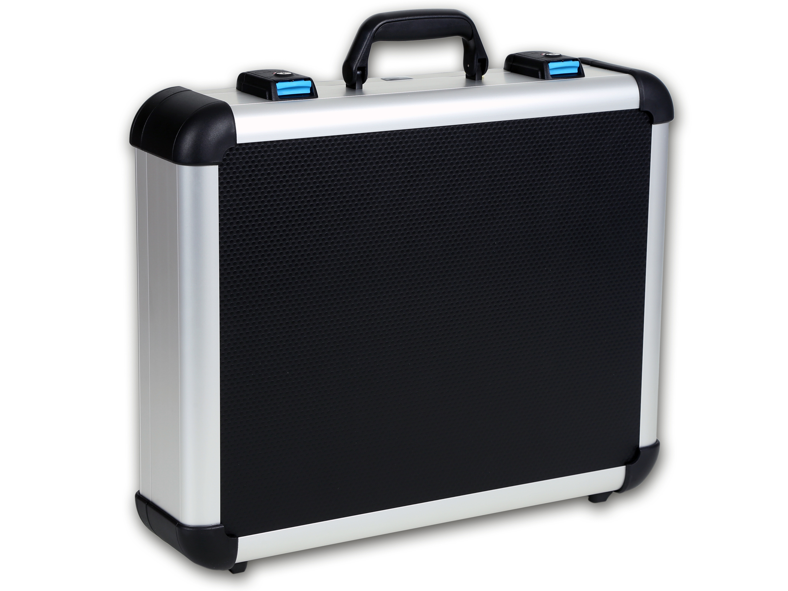 81700: Aluminiumkoffer 490 x 390 x 76 + 35 mm – flacher Gerätekoffer für sichere Präsentation