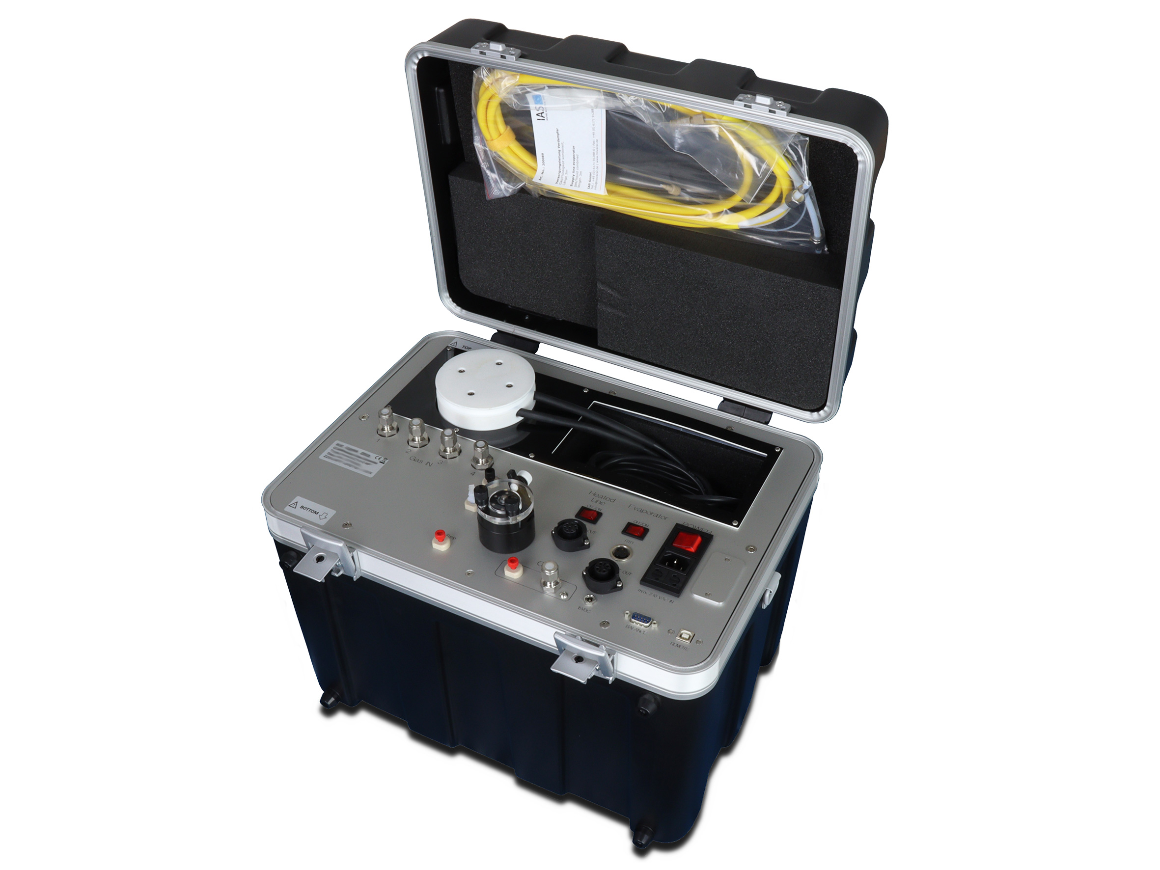 Web_Schalenkoffer_mit_Geraeteeinbau_offen Device case with built-in device and custom-fit device plate for a secure hold